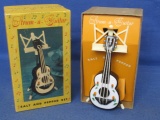 Vintage Starke Design Strum-n-Guitar Salt & Pepper Shaker in Original Box 6” Long