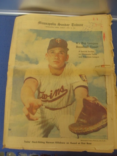 Historic April 16, 1961  Minneapolis Sunday Tribune  Color Feature Magazine – Killebrew on Cover