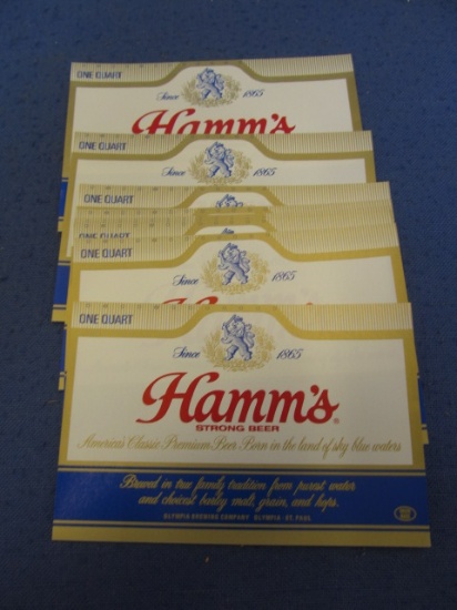 10  1 Quart  Hamm's Beer Labels – Unused NOS