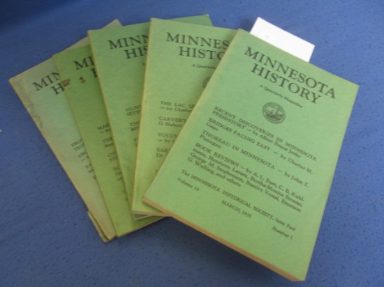 Minnesota History (A Quarterly Magazine) 1935 March, June, September, 1936 June, 1938 December