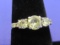 Sterling Silver Ring w Cubic Zirconias – Size 7.25 – 2.3 grams – Made in China