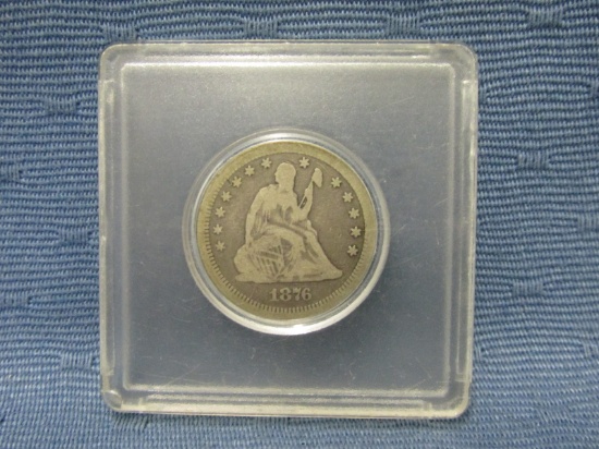 1876-CC Seated Liberty Quarter – In protective case