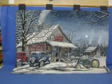 “The Gathering Place” Tapestry Featuring John Deere Tractor & Coca Cola – 36” x 26”