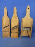 3 Vintage Wooden Vegetable Slicers for (Carrots, Cucumbers, Zucchini etc) 12” L x 3-4” Wide