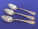 Set of 3 Sterling Silver Spoons with Floral Design – 5 1/2” long – Weight is 48.2 grams