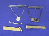 Tie Clasps: Sterling Silver & 1 Gold Filled – Vintage Swank & Maco – Silver is 32.1 grams