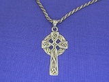 Sterling Silver Cross Pendant w 20” Sterling Rope Chain – Cross is 1 3/4” - 16.6 grams