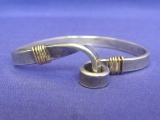 Interesting Sterling Silver Bracelet w Gold? Accents – Weight is 24.4 grams – Small size