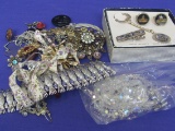 Bag of Jewelry for Crafts – Crystal Beads – Single Earrings – Pins & more