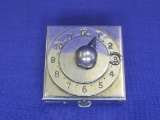 Metal Pill Box with Pointer & Time Dial – 1 3/8” square – Good vintage condition