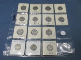 Lot of 14 US Nickels – 1944-S & 1945-S War Nickels, 11 Jefferson Nickels, 1 Buffalo Nickel – As show