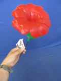 Art-Line Humming Bird Feeder 23” Tall  Single Plastic Flower with 3” DIA Bulb feeder on a metal spik