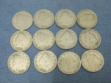 Lot of 12 Liberty Head V Nickels – 1906-1912 – As shown