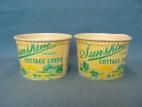 Sunshine Waxed Cottage Cheese Containers (2) – St. Paul MN – 2 7/8” T – No Covers