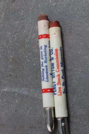 2 Vintage Advertising Bullet Pencils St Paul Livestock & Equity Cooperative Livestock