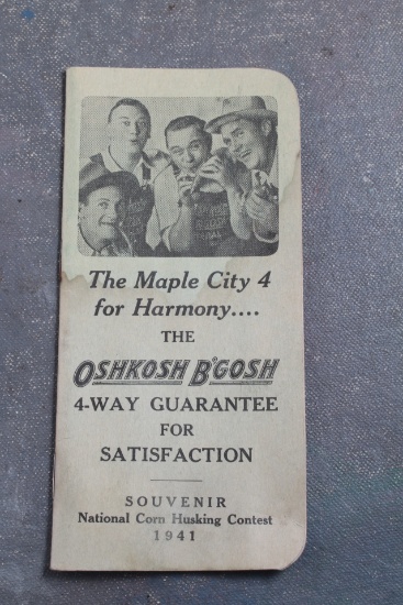 1941 WWII Era Oshkosh B'Gosh Souvenir National Corn Husking Contest Booklet
