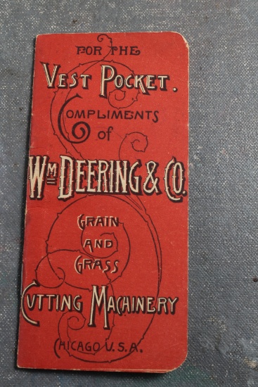 1892 Wm. Deering & Co. Advertising Vest Pocket Note Book & Calendar