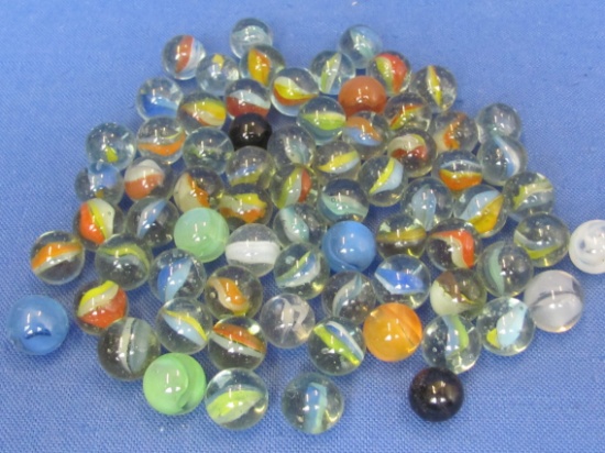 72 Glass Marbles – Mostly Cat's Eyes – Good condition, as shown