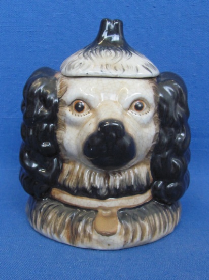 Pottery 2-Sided Dog Tobacco?  Jar – Black & White – Staffordshire or Reproduction?