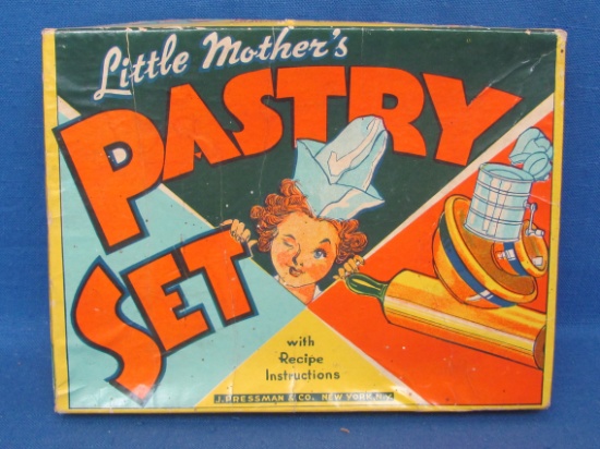 Vintage “Little Mother's Pastry Set” Child's Toy – 1930s? With Wood Board, Rolling Pin