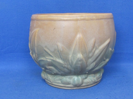 McCoy Pottery Jardiniere – Matte Brown/Green Glaze – 6 1/2” tall – Unmarked – Circa 1930