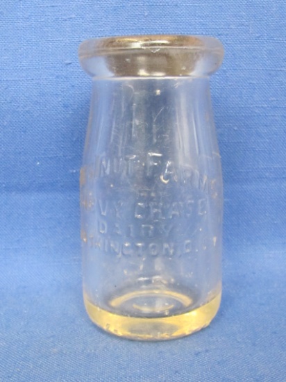 ¼ Pint Glass Milk Bottle “Chestnut Farms – Chevy Chase Dairy – Washington, D.C.”