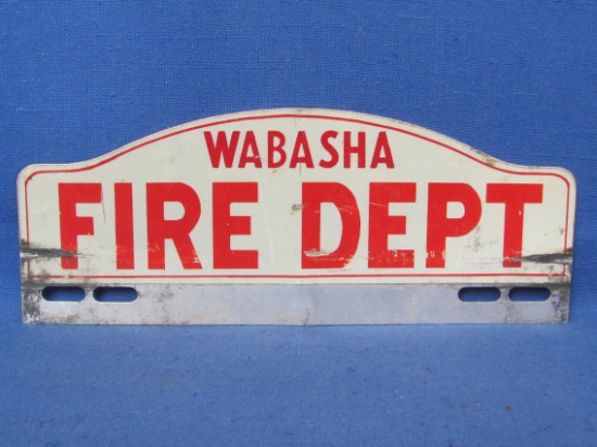 Metal License Plate Topper “Wabasha Fire Dept” - 10” long – Some wear