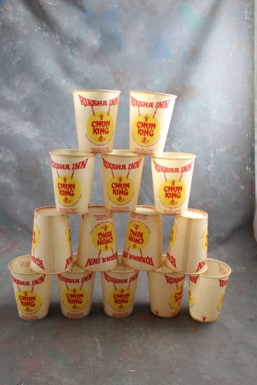 14 Vintage Wax Drinking Cups Seattle World's Fair RIKSHA INN Chun King