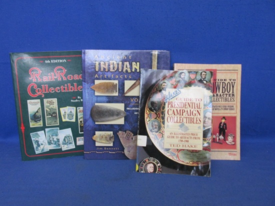 Lot Of 4 – Collector Guide Books – Cowboy Characters – Presidential Campaign – Indian Artifacts – Ra