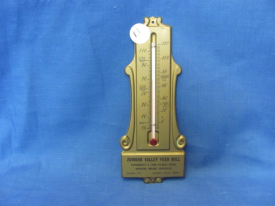 Metal Thermometer – Zumbro Valley Feed Mill – Zumbro Falls MN – 6 5/8” T – Works