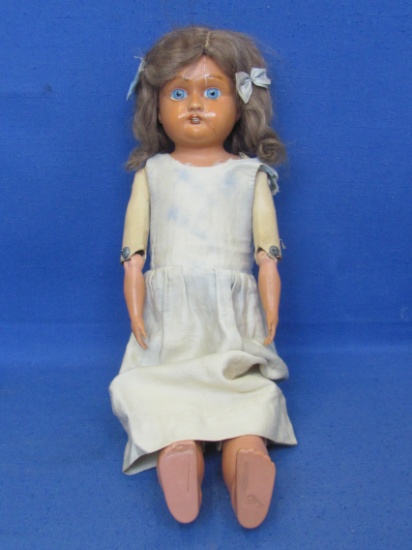 Antique Celluloid Doll – Marked “Germany Schutz-Marke” with a Turtle – 17” tall – Glass Eyes