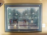 Wall Hanging Picture – Walking In Park With Umbrellas – 32 1/2” x 44” - Plastic Front