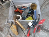 Plastic Tote Full Of Tools & Some Hardware – As Shown