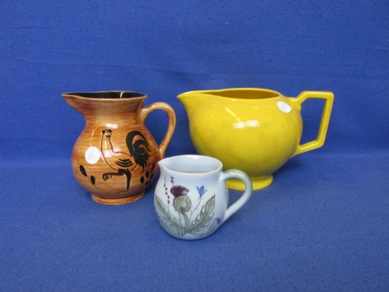 Lot Of 3 Pitchers – (2) Smaller Marked 3” & 5” – (1) Unmarked 5”H x 8”W (Spout to Handle) -