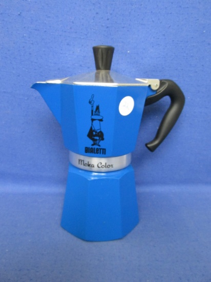 Blue 8 1/4”H x 4”Base - Bialem Express Coffee – Moka Color – Italian Style – Stove Top Espresso Make