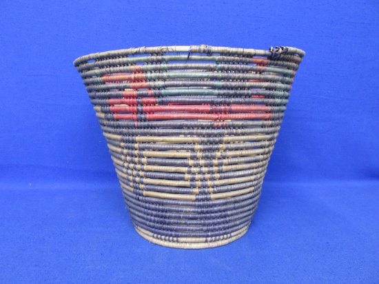 Vintage – Native American – Multi-Colored – Papago Basket – 9”H x 11” (opening) Base Is 6 1/2” -