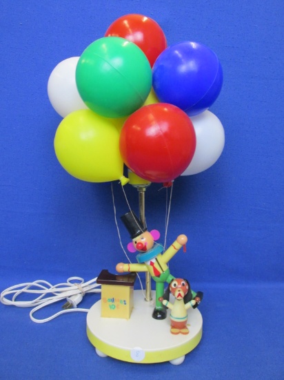 Vintage – Lamp Clown Selling Balloons (2) Lights Tested And Working – Plastic 1970's The Dolly Toy C