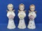 3 Vintage Ceramic Angel Figurines – Different colored bouquets w Rhinestones – 4 3/4” tall