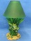 Decorative Votive/tea-lite Lamp – Resin Base Frog in Grass – Green Glass Shade  - 8 1/2” T assembled