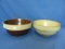 2 Vintage Stoneware Bowls – Grey  10 1/2” DIA x 5” Deep & Brown Glazed 11” DIA x 5” Deep