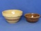 2 Vintage Stoneware Bowls – Shoulder Bowl no markings & Brown Bowl Marked USA