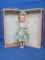 Vintage Plastic Doll in Metal Case – 13 1/2” tall – Open/Shut Eyes – Movable Feet