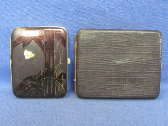 2 Cigarette Cases – 1 made of Lambskin by Bell – 1 Tin made in Japan – Some wear