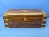 Vintage Portable Writing Desk? - Wood Case w/ fancy inlay & brass hardware – 20” x 10” x 7 1/2” Clos