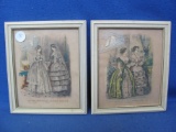 2 Vintage Prints - “Cody's Unrivalled Colored Fashions” 1851 & 1854 – 5 3/4” x 6 3/4” - Glass has so