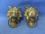 Pair of Interesting Drawer Pulls – Beast Face - ~3 1/4”T – As shown