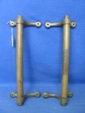 Pair of Vintage Brass Door Pulls – Nice patina – Could be re-purposed into towel holders – 14”L – As