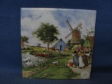 Dutch Farm Scene Ceramic Tile/Trivet – Made in Holland – 6” x 6” - Great condition