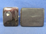 2 Cigarette Cases – 1 made of Lambskin by Bell – 1 Tin made in Japan – Some wear