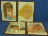 Vintage Advertising: 4 Framed Color Prints of the Northern Tissue Girls Illustrations – Each  11x14”